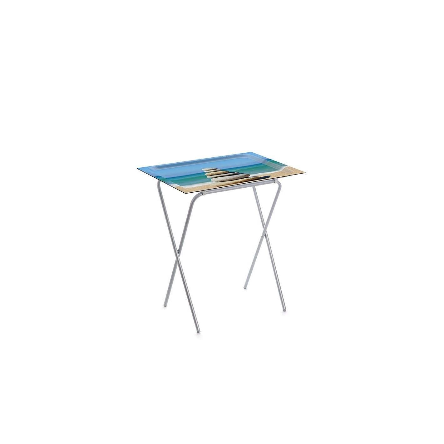DON HIERRO - Mesa plegable auxiliar ADA con bandeja extraíble para interior y exterior-