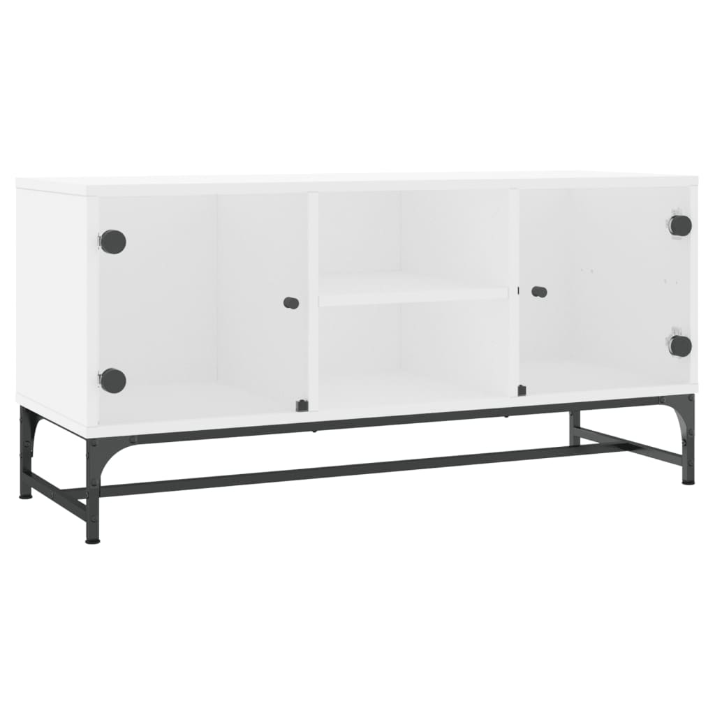 vidaXL Mueble de TV con puertas de vidrio blanco 102x37x50 cm