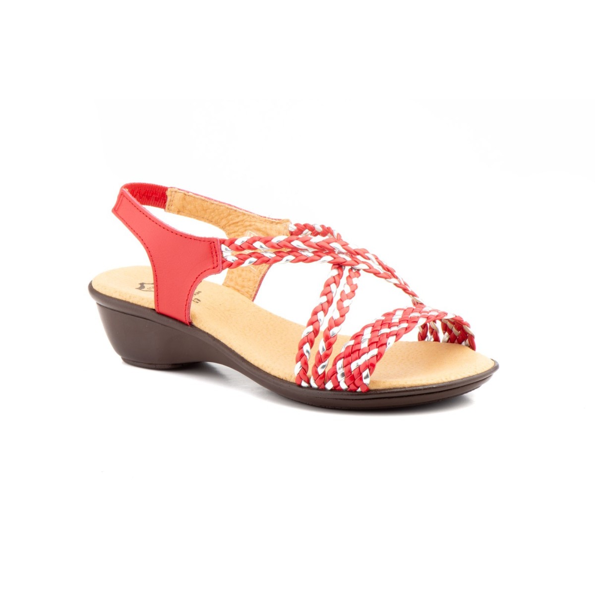 Sandalias rojas de piel de mujer by Pie de Angel Piel Piel Piel rellena de gel
