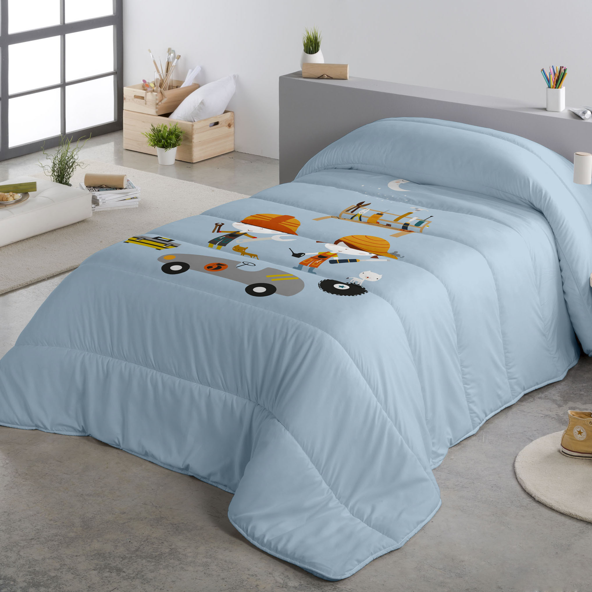 HACIENDO EL INDIO - Edredón Nórdico Infantil Estampado 100% Algodón -  Relleno 200 gr Tacto Pluma - Ideal para Invierno, Antialérgico y Transpirable - Disponible para Cama 90/105 cm - Fabricado en España