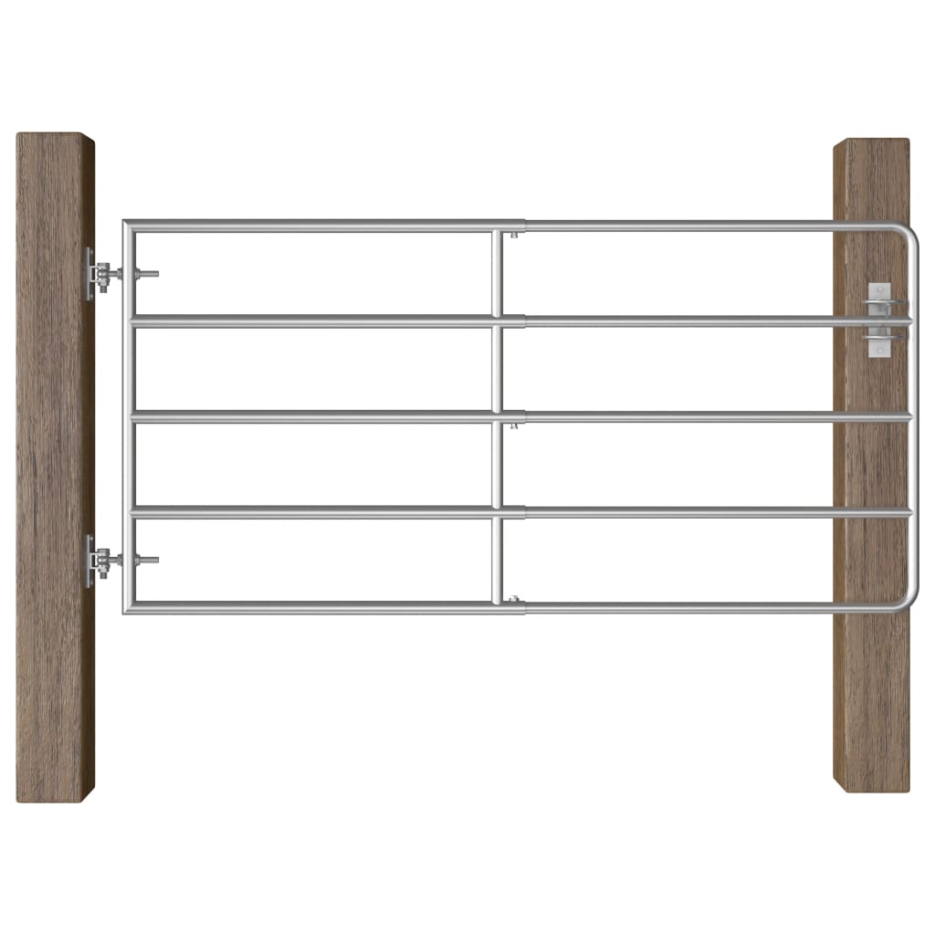 vidaXL Cancela de 5 Barras para Campo Acero Plateado Puerta de Jardín Granja Dimensiones (95-170) x 90 cm, (115-300) x 90 cm, (150-400) x 90 cm