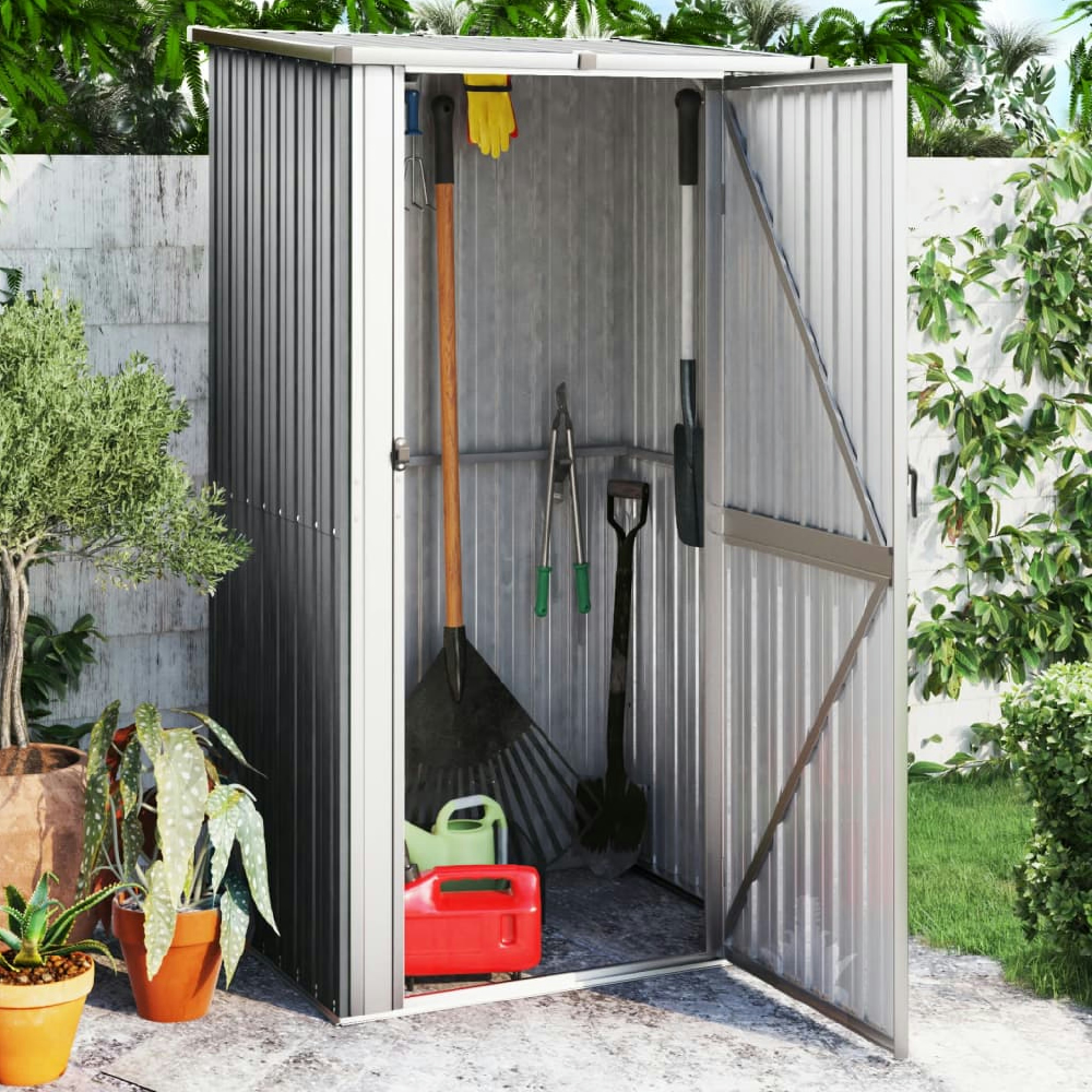 vidaXL COBERTIZO DE JARDÍN ACERO GALVANIZADO GRIS 118,5X97X209,5 CM