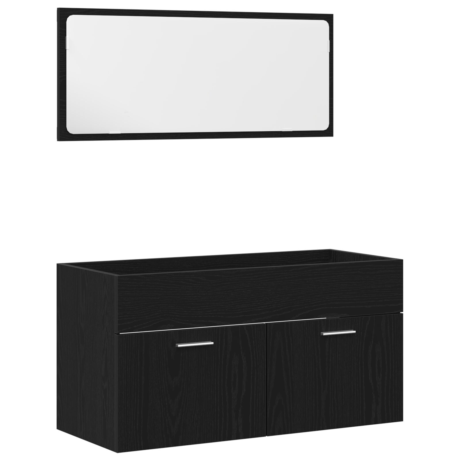 Set de Muebles de Baño de 2 Piezas en Madera Ingenierizada de Roble Negro