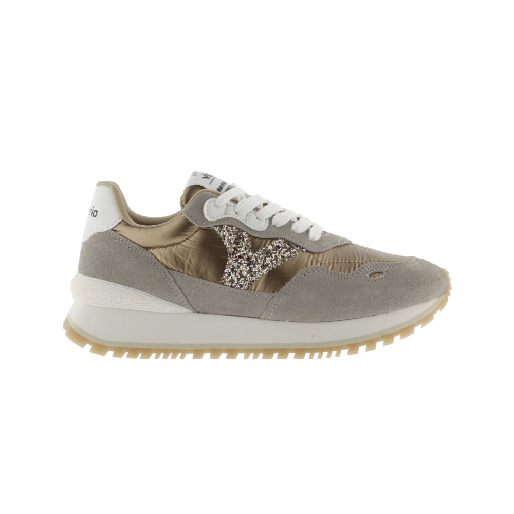Victoria Viento Zapatillas de nylon metalizado con piezas de serraje al tono y suela dentada 1157102