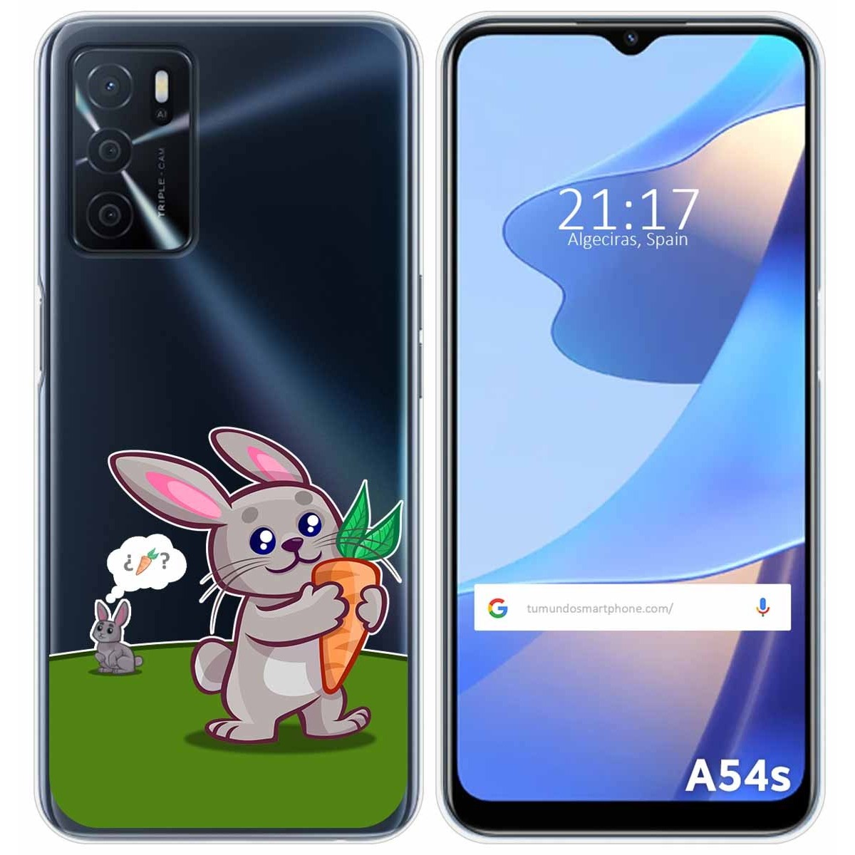 Funda Silicona Transparente para Oppo A54s diseño Conejo Dibujos