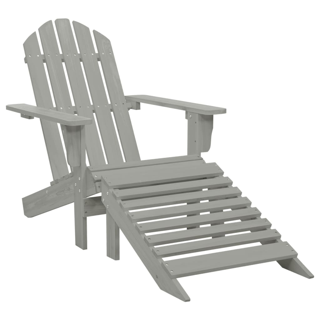 vidaXL Silla de jardín con otomana de madera