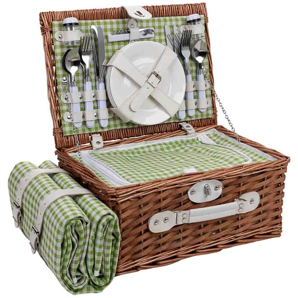 Wonderlust Deco - Cesta de picnic 4 servicios marrón 40x28x19 cm Marrón 40x28x19h cm