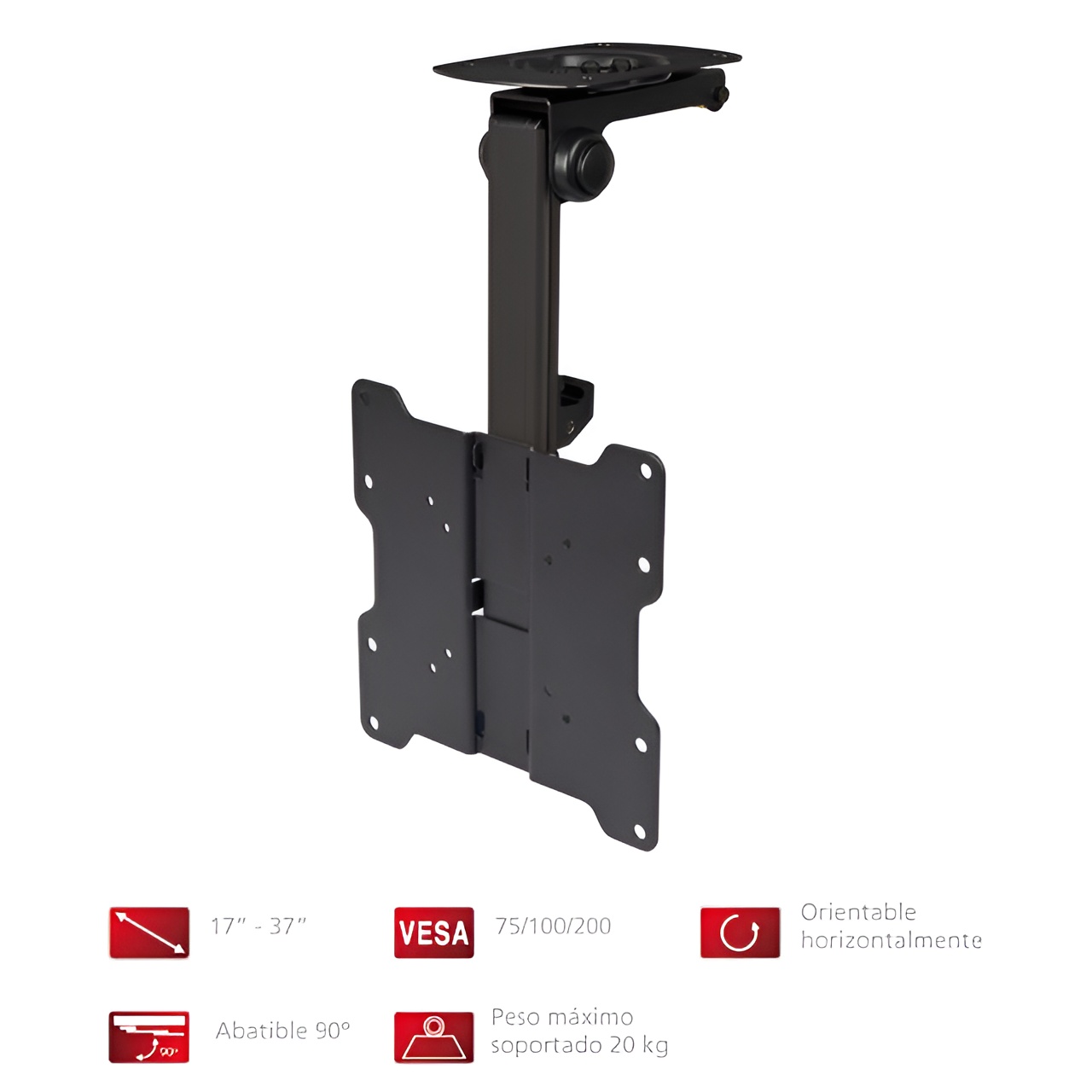 Soporte TV Techo Fonestar Abatible 90 Grados VESA 75/100/200