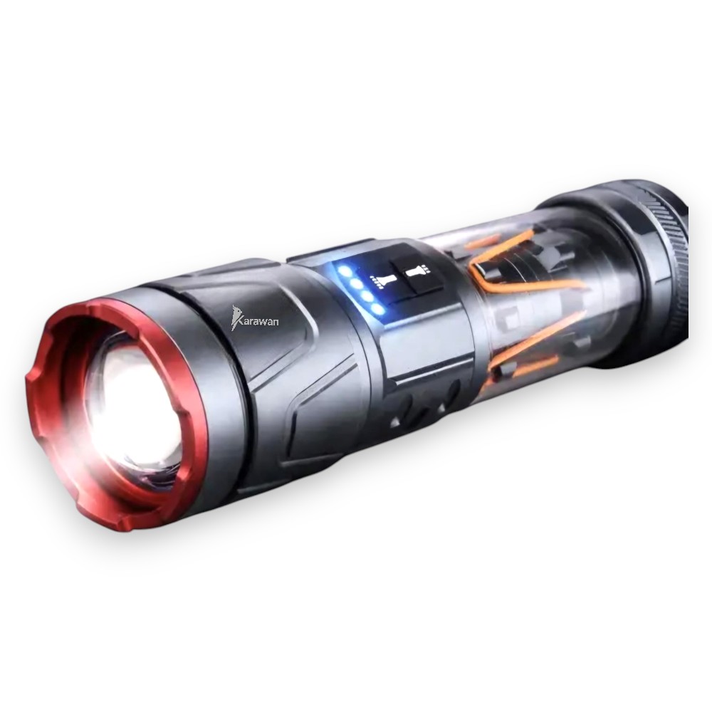 Linterna Multifuncional Karawan para Camping con Luz LED y USB Tipo C Negra