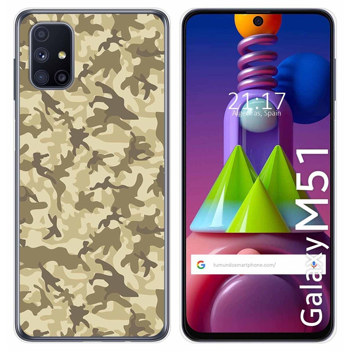 Tumundosmartphone Funda Gel Tpu para Samsung Galaxy M51 diseño Sand Camuflaje Dibujos