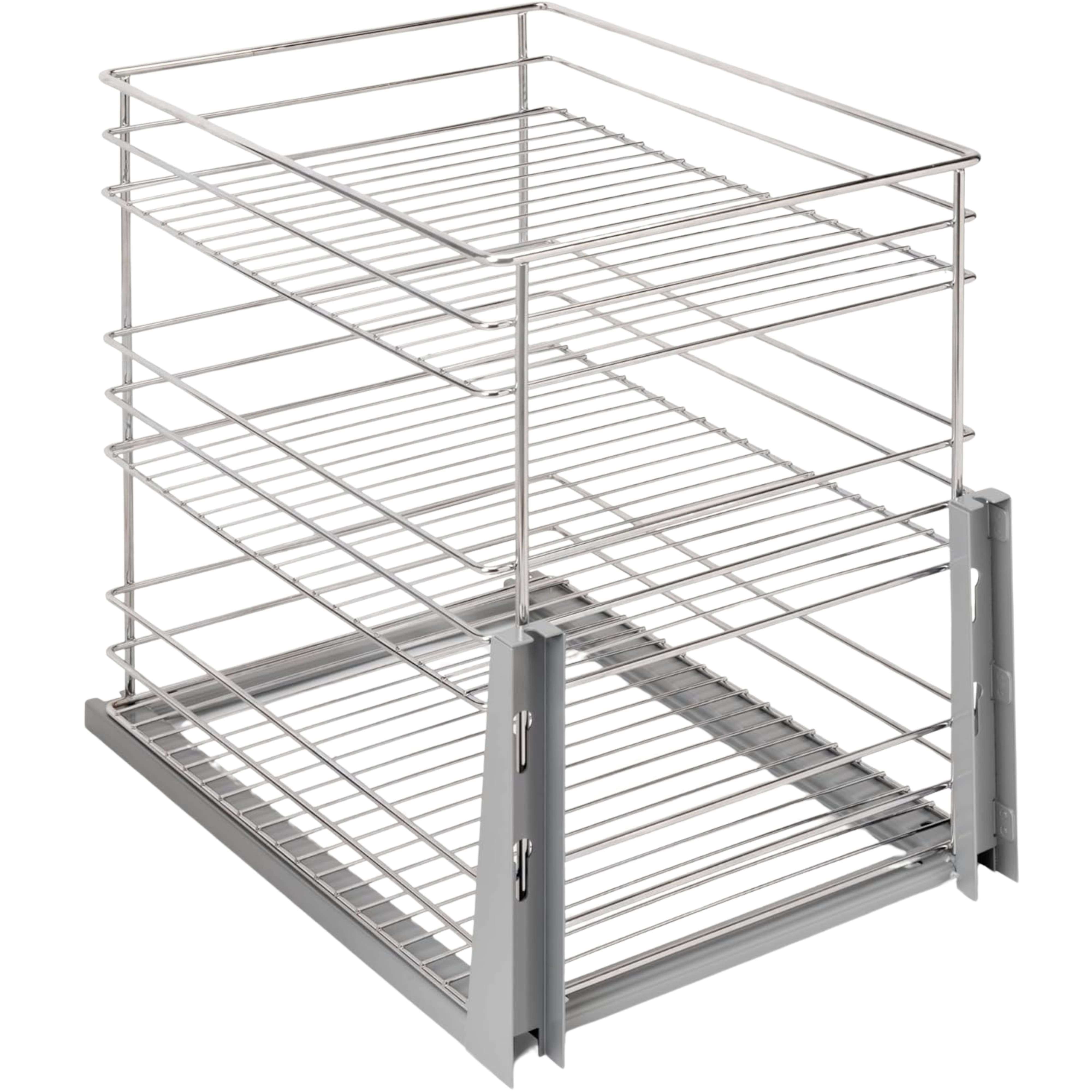 Miroytengo Carro Extraíble Supra para Módulo Inferior de Cocina en Color Cromado con Cierre Suave 34.5x48.7x47 cm Metal-Plástico