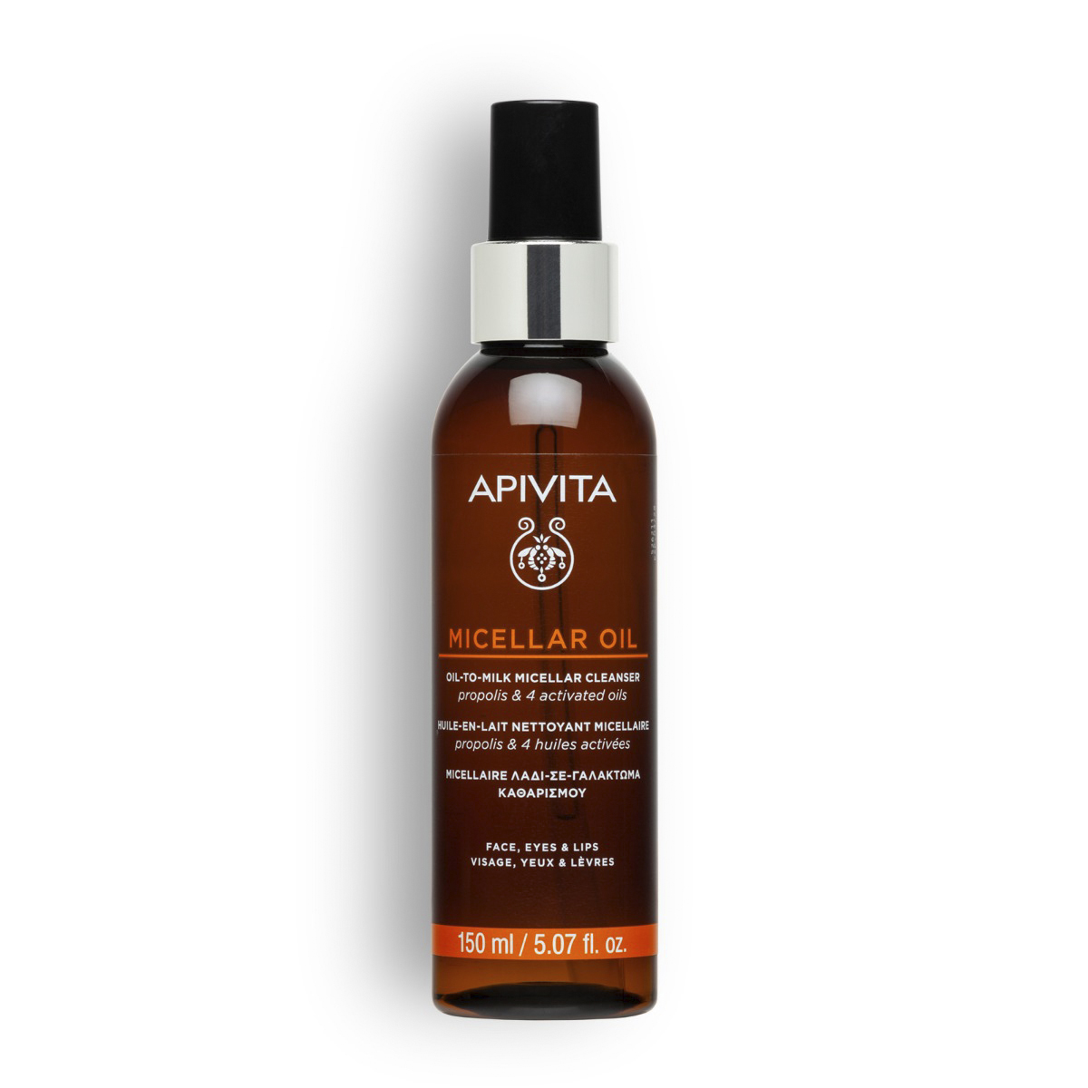 Apivita Aceite-en-leche Micelar Limpiador – Cuidado Holístico Rostro, Ojos y Labios (150ml)