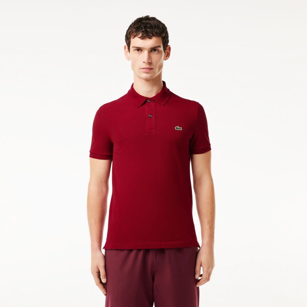Polo Granate Lacoste L.12.12 Slim Fit en Petit Piqué