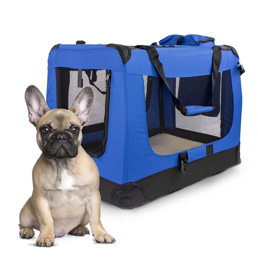 Mobiclinic Transportín para Mascotas (Perros Gatos Conejos Hurones Chinchillas) Balú Talla L Bolsa de Transporte para Viajes con Asas Transpirable Mochila Plegable 70x525x50 cm Azul