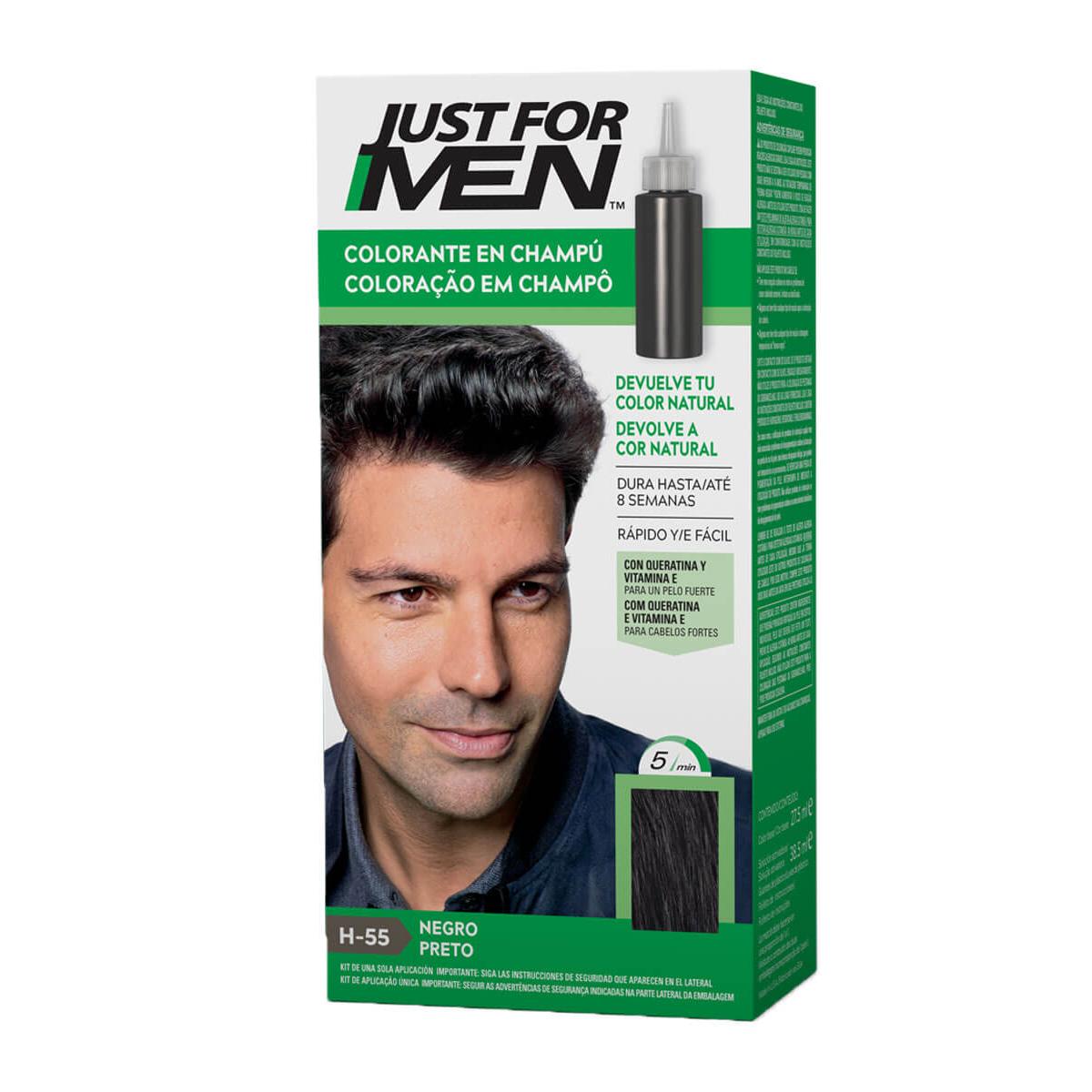 Just for men champú colorante h-55 negro