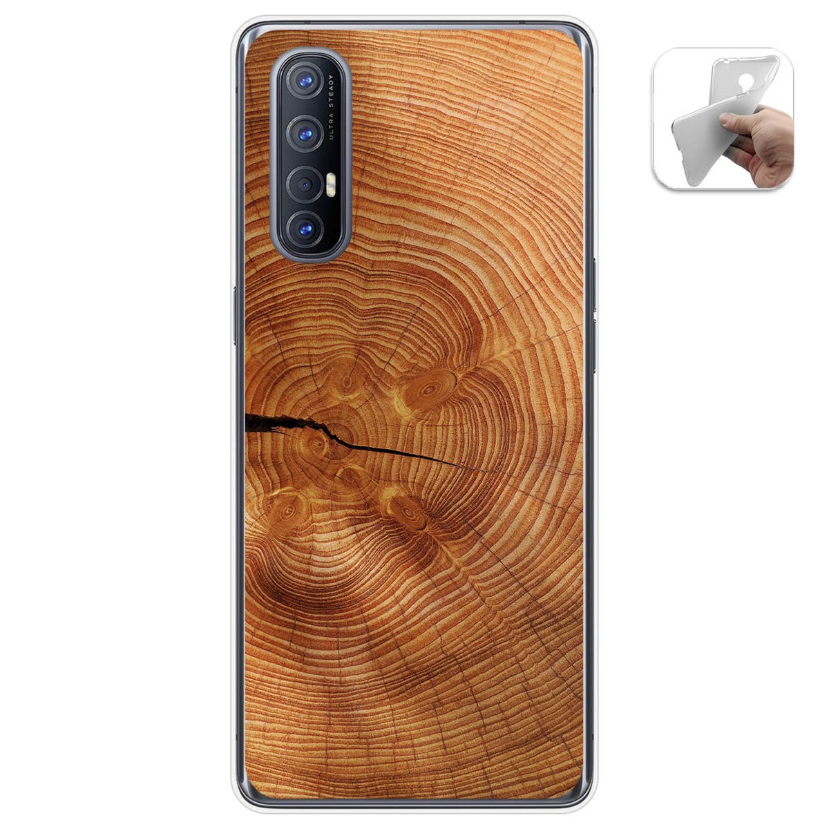 Tumundosmartphone Funda Gel Tpu para Oppo Find X2 Neo diseño Madera 04 Dibujos