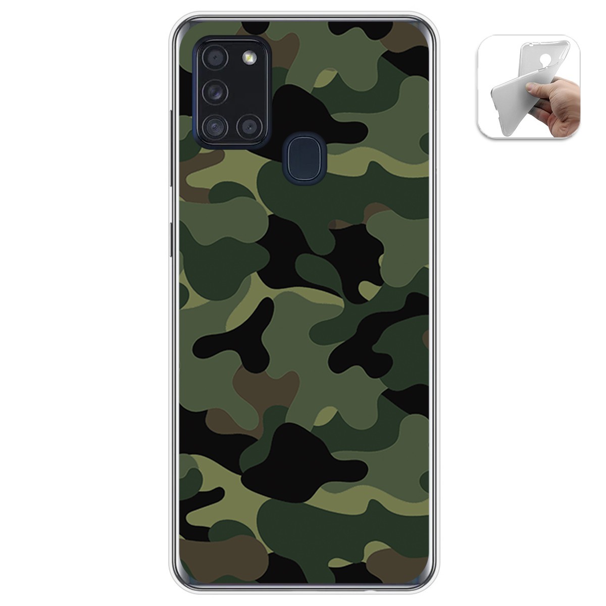 Tumundosmartphone Funda Gel Tpu para Samsung Galaxy A21s diseño Camuflaje Dibujos