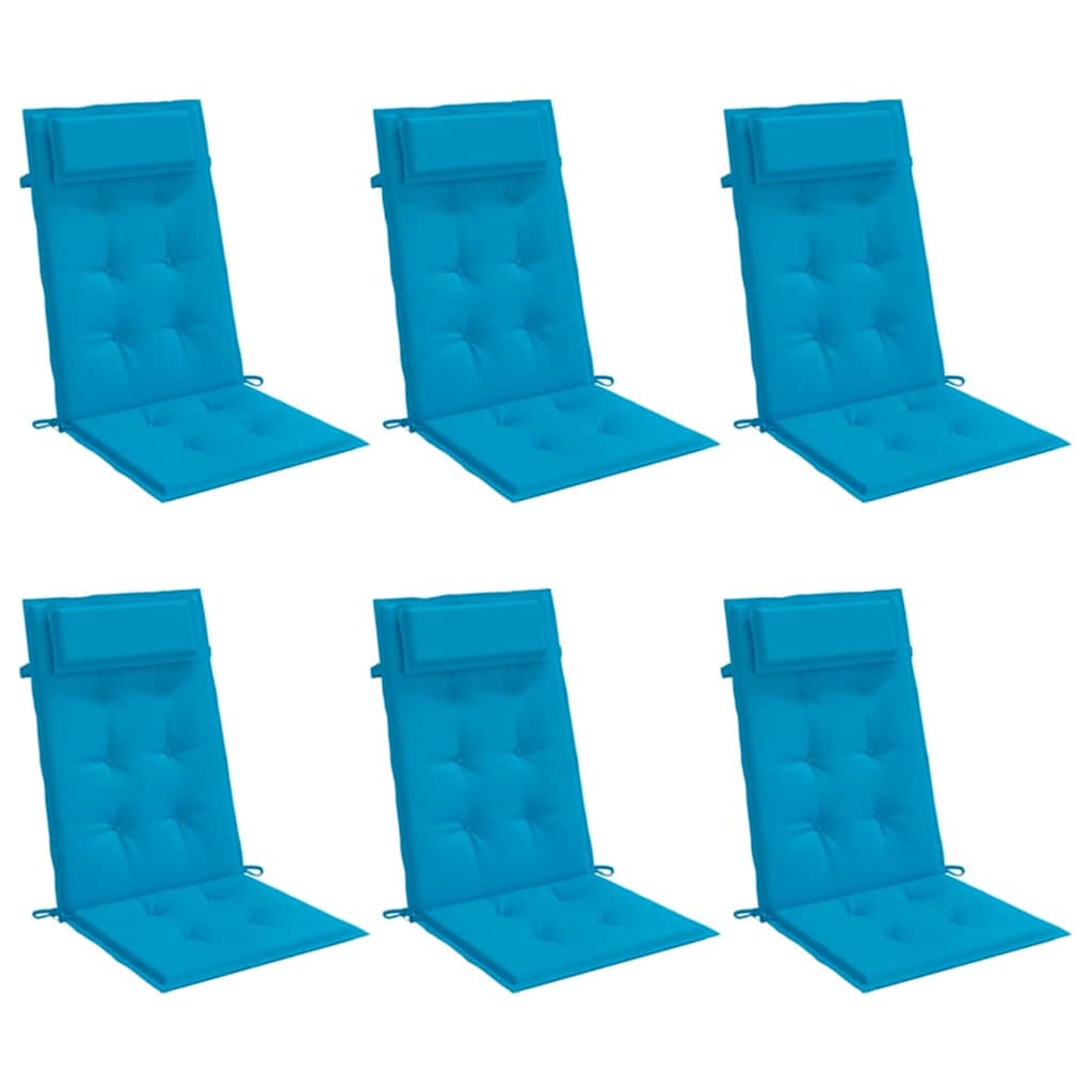 vidaXL Cojines de silla con respaldo alto 6 uds tela Oxford azul claro