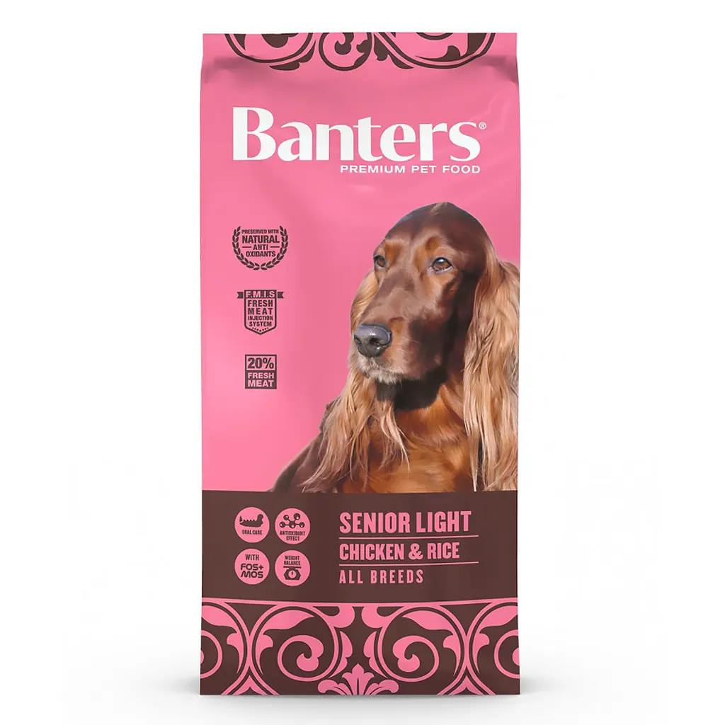 BANTERS Senior Light Pienso para Perros Mayores +7 años con Problemas de Obesidad, 3kg,15kg, Pienso para perros