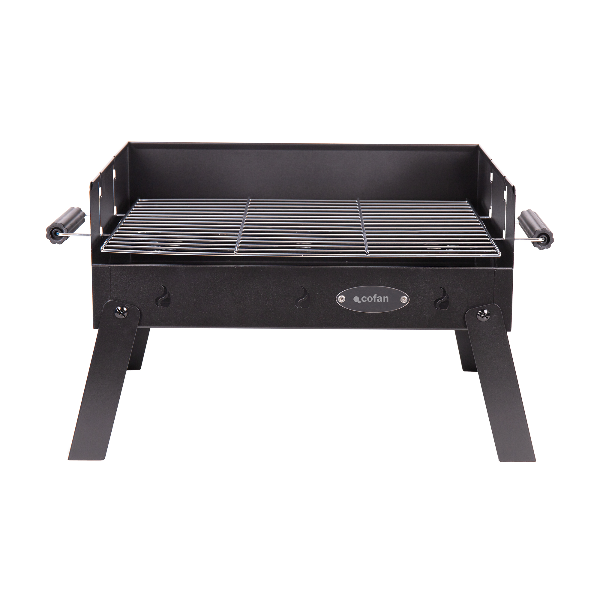 Cofan Barbacoa de carbón portátil | Parrilla de acero cromado | Barbacoa plegable | Con asas laterales | Ideal para camping, jardín y terraza | Medidas: 45,5 x 34,5 x 31,5 cm