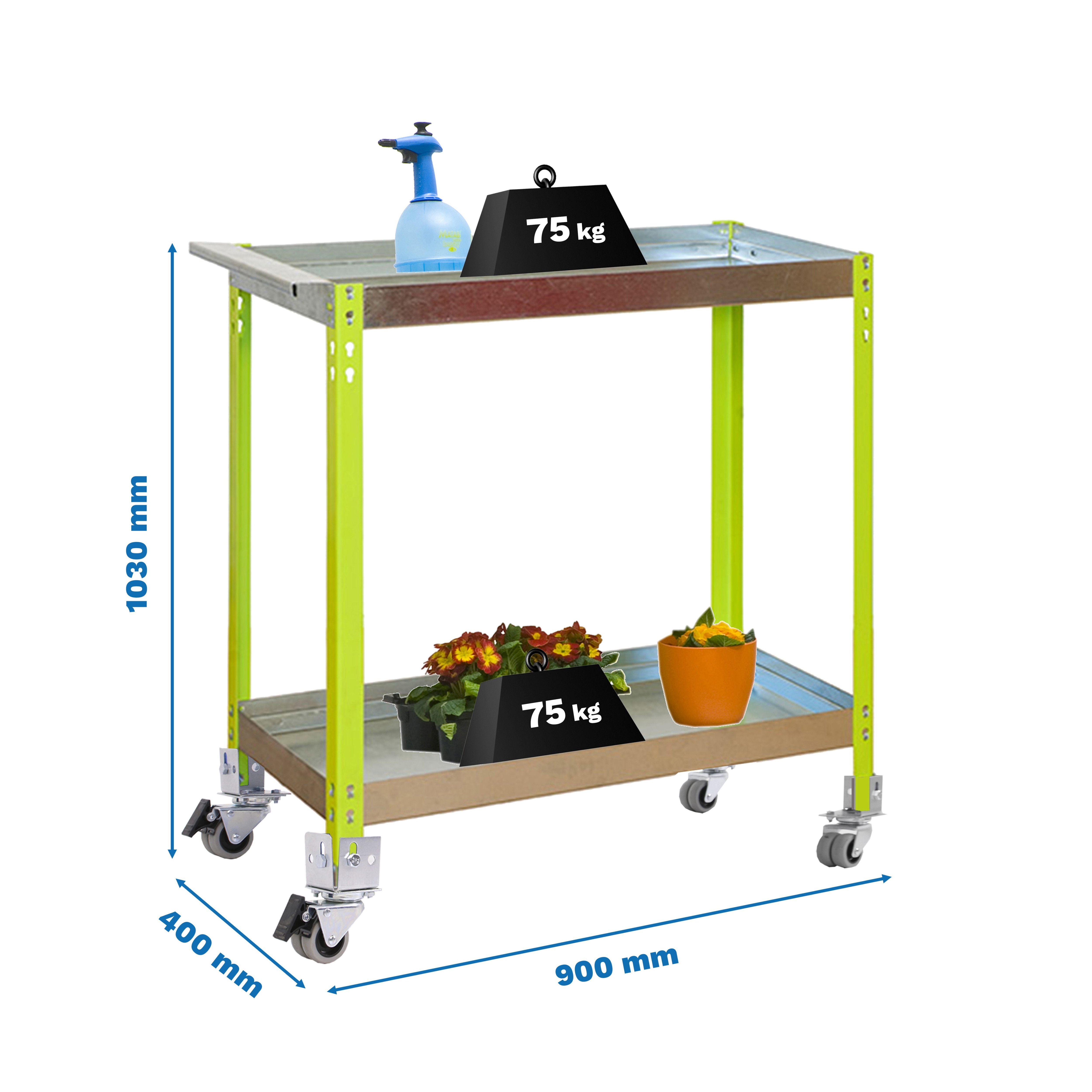 Estantería SIMONRACK Simongarden wagon 2/400 metalic verde/galva