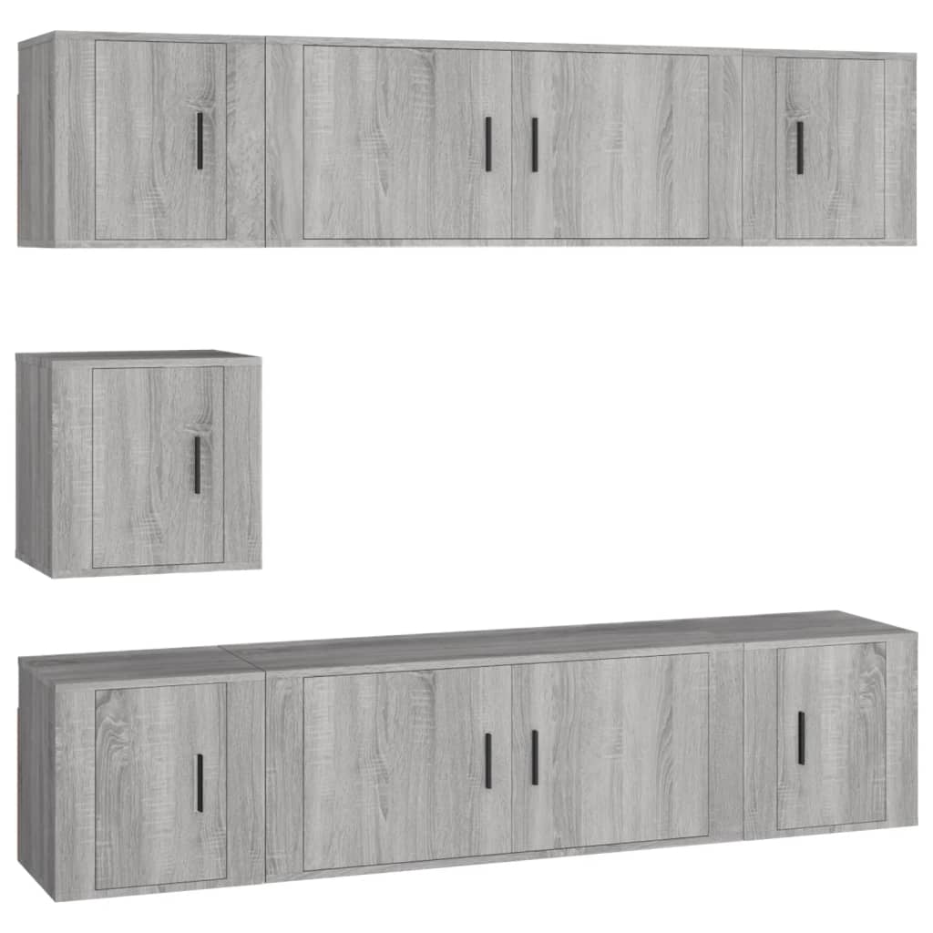 Vidaxl Set de Muebles para TV 7 Piezas Madera Contrachapada Gris Sonoma