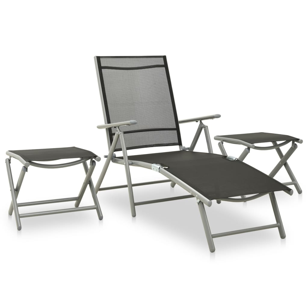 vidaXL Set de muebles de jardín 3 piezas textilene aluminio plateado