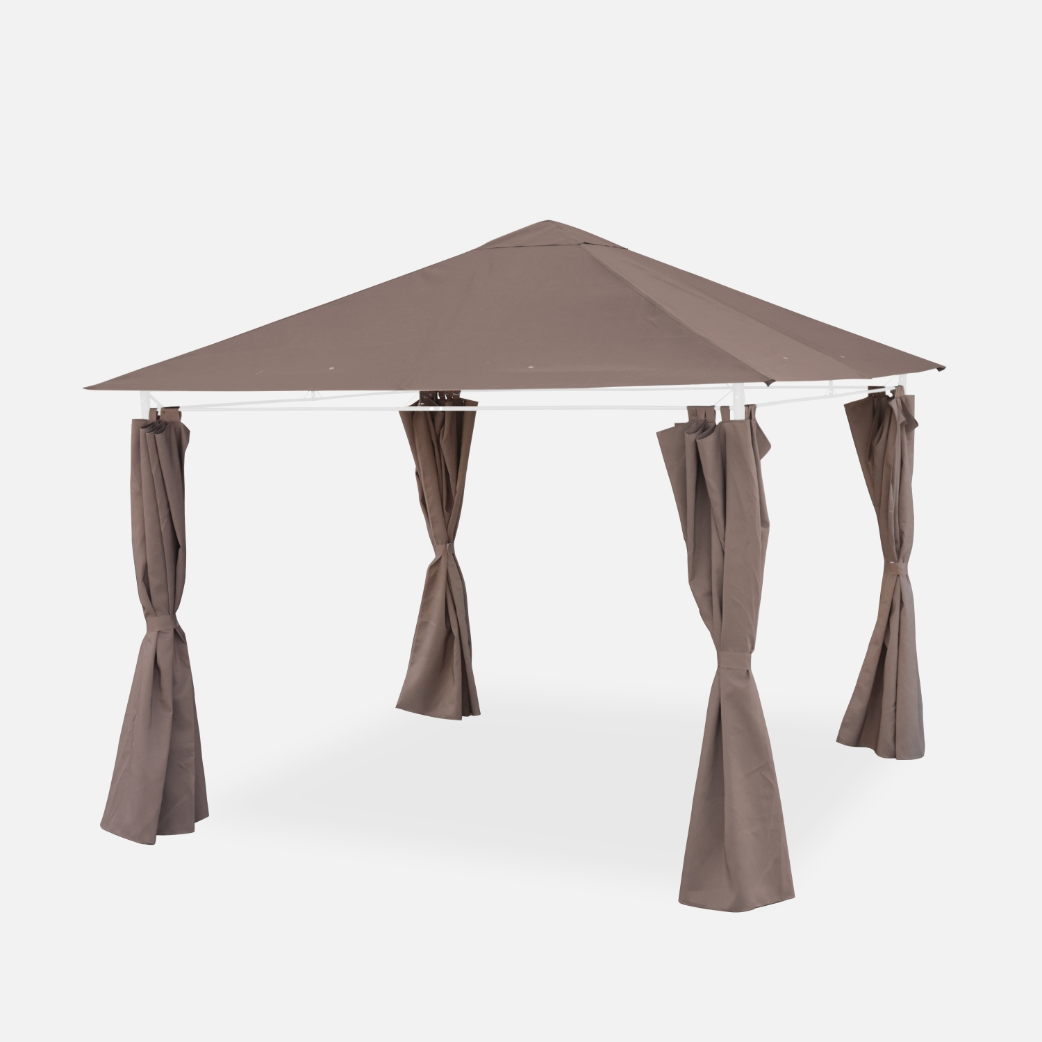 sweeek - Lona de techo + cortinas para pergola Elusa 3x3m , Cubierta + Cortinas para pérgola Elusa , 299x299x183