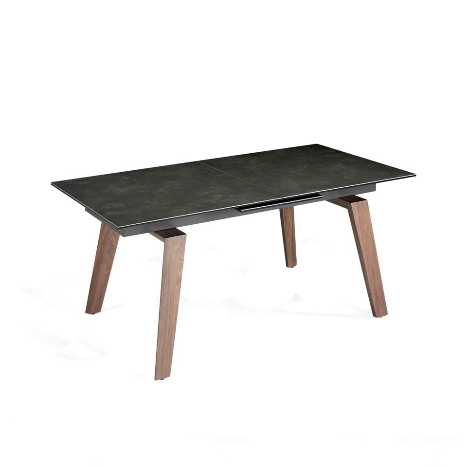 ANGEL CERDÁ 1026C Mesa comedor extensible mármol negro , Nogal  Negro , Mármol Porcelánico , 180/230 x 90 x 75 cm.