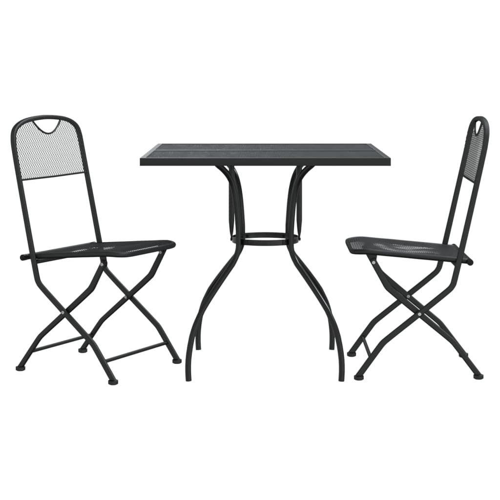 vidaXL Juego de comedor de jardín 3 pzas malla metálica gris antracita