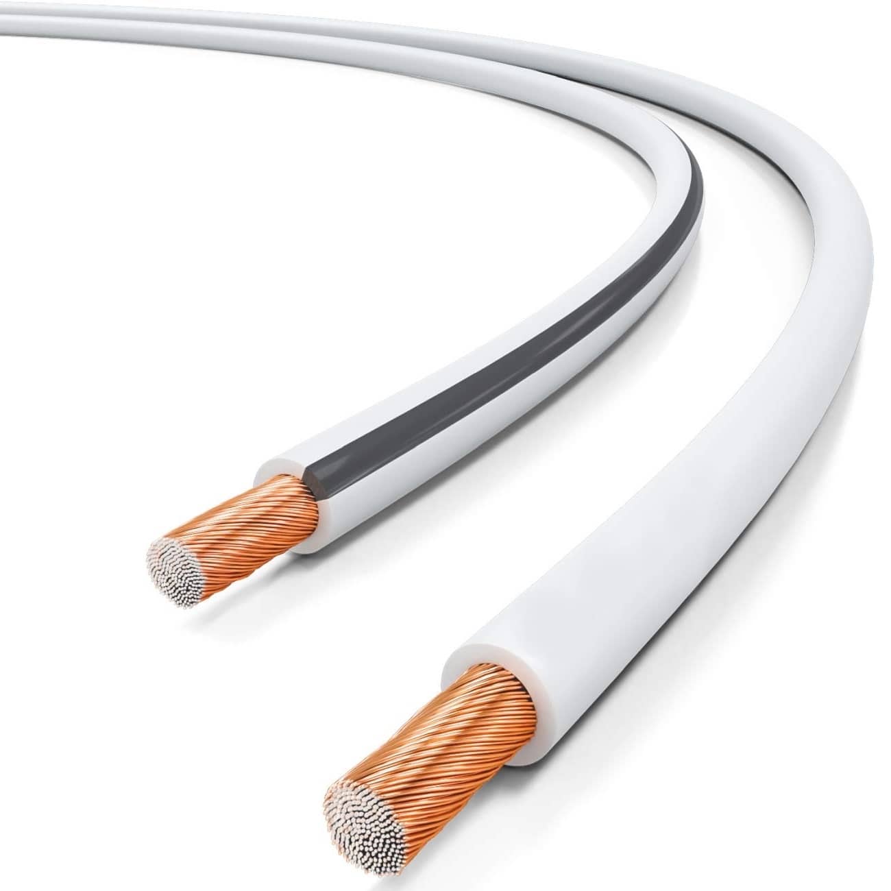 CABLEPELADO Cable de Altavoz | Alambre Trenzado Cable CCA | Aluminio Revestido de Cobre | Sección 2.5 mm2 | Blanco | 100 Metros