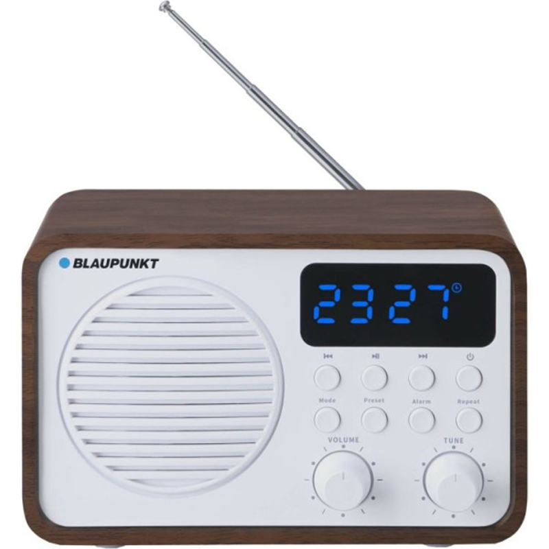Radio portátil con Bluetooth y USB BLAUPUNKT PP7BT, color: marrón madera/blanco