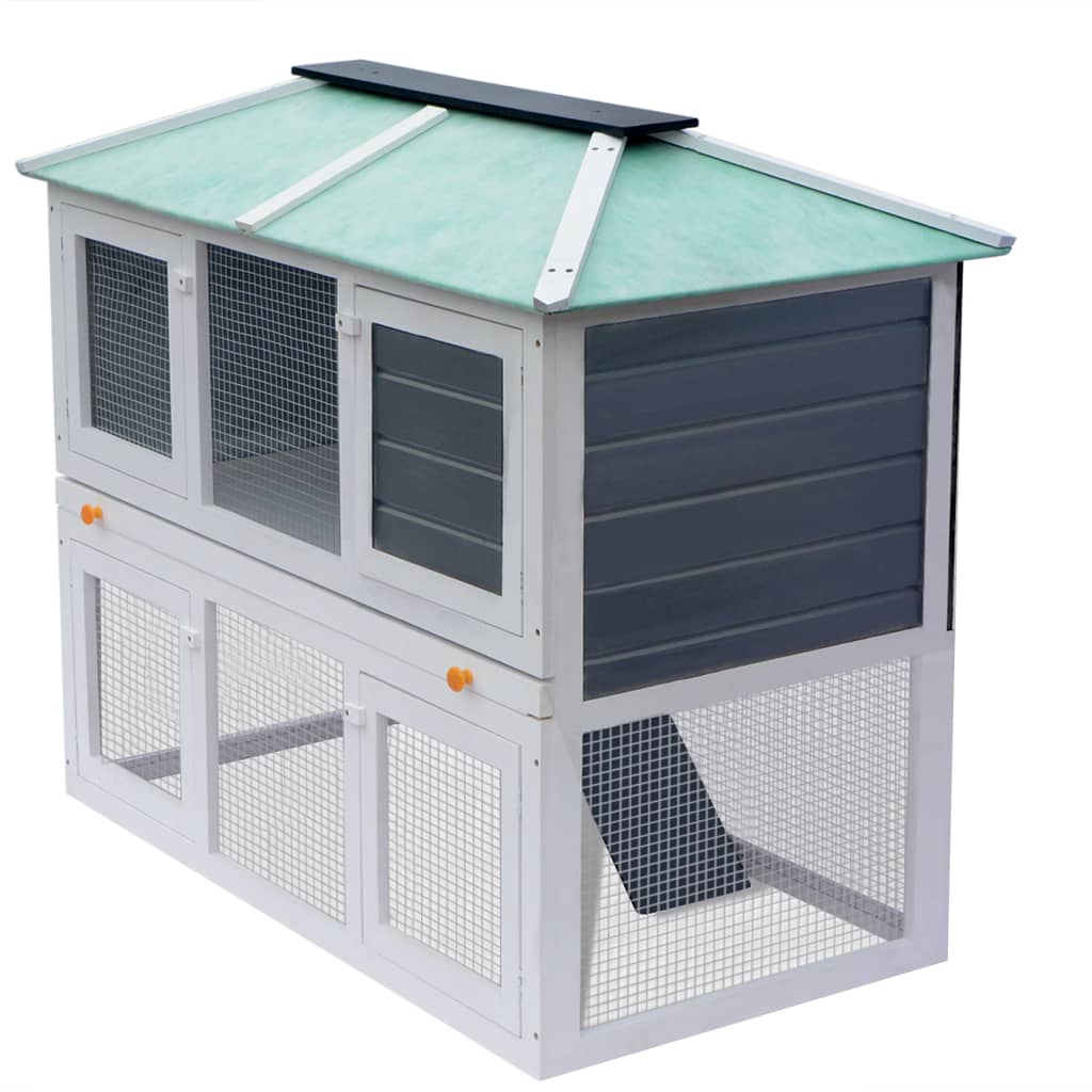vidaXL Madera Conejera Jaula de Animales con Doble Piso Casita Caseta Mascotas Color Latón,  Marrón,  Rojo y mas