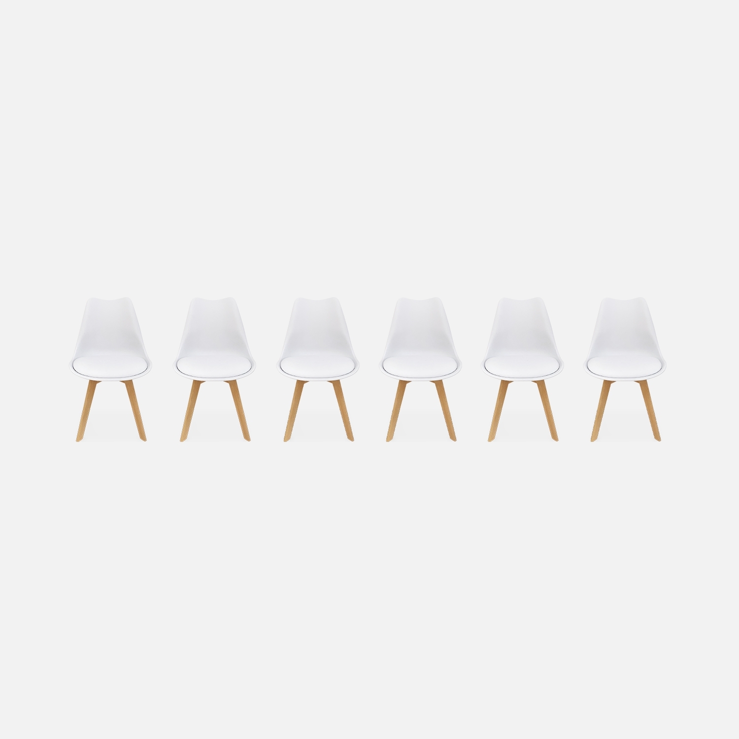 sweeek - Silla escandinava con patas de madera de haya, set de 6 , Nils , 47x55x81
