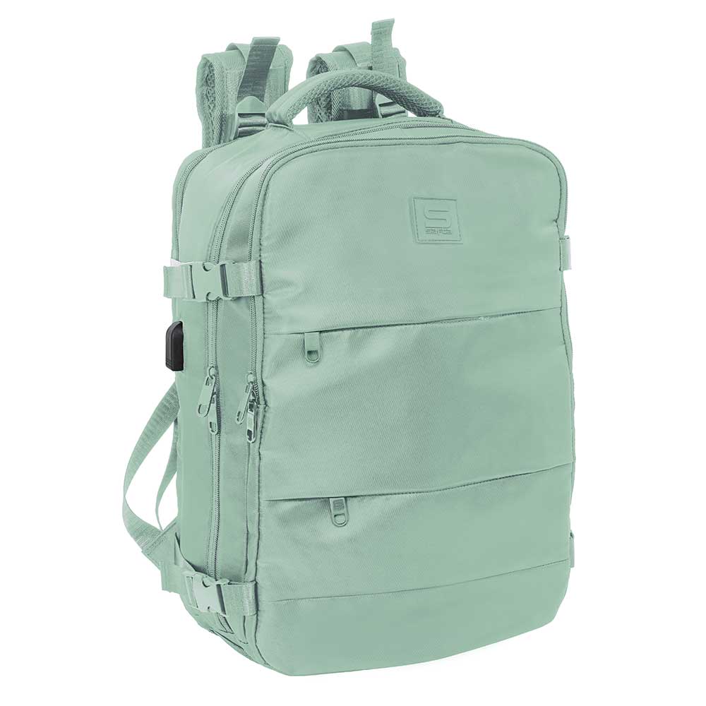 MOCHILA VIAJE CABINA PORTATIL 15,6'' SAFTA "VERDE PASTEL"