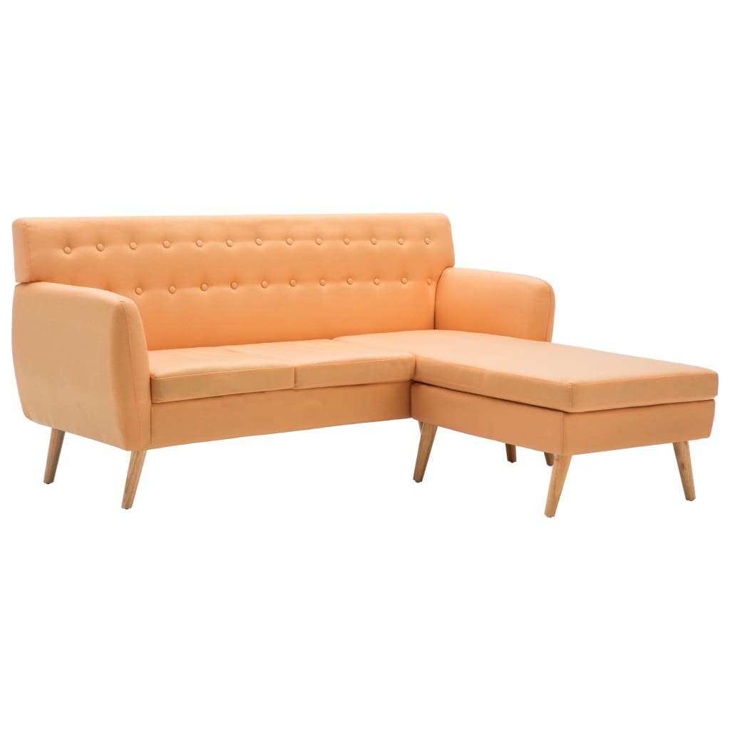 vidaXL Sofá con forma de L tapizado tela naranja 171,5x138x81,5 cm