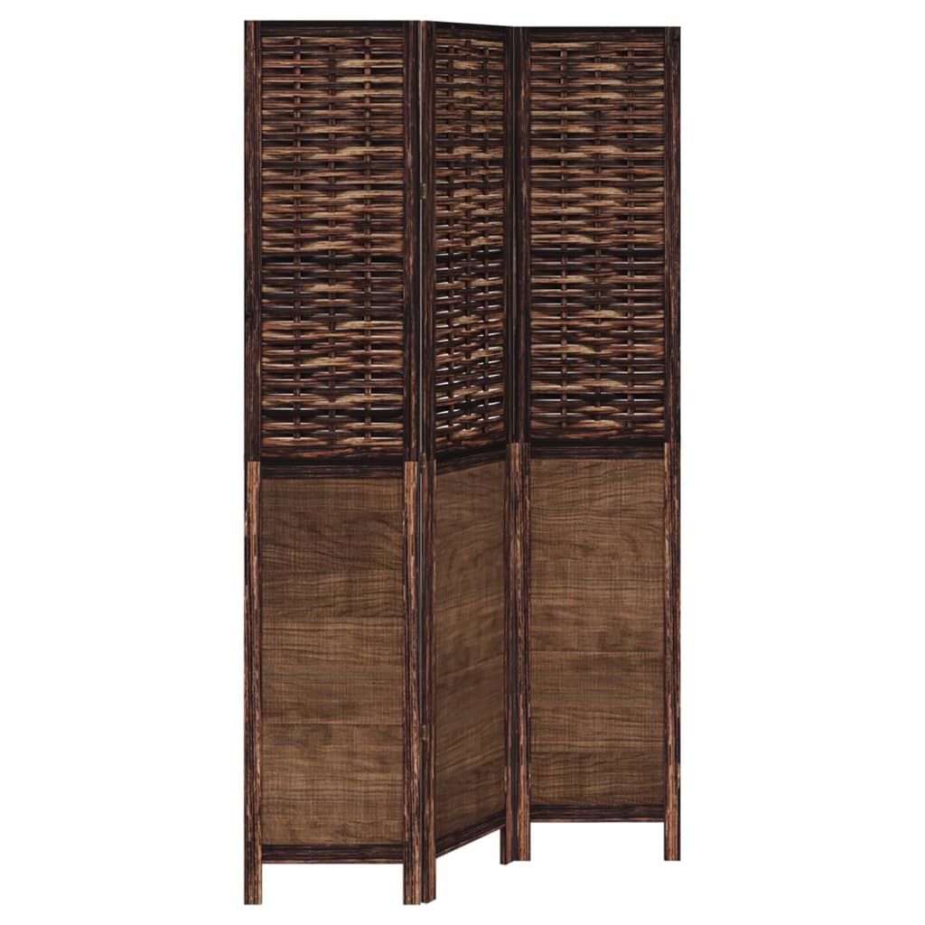 vidaXL Biombo separador de 3 paneles madera paulownia marrón oscuro en dimensiones 40x180 cm/40x160 cm/40x200 cm y más