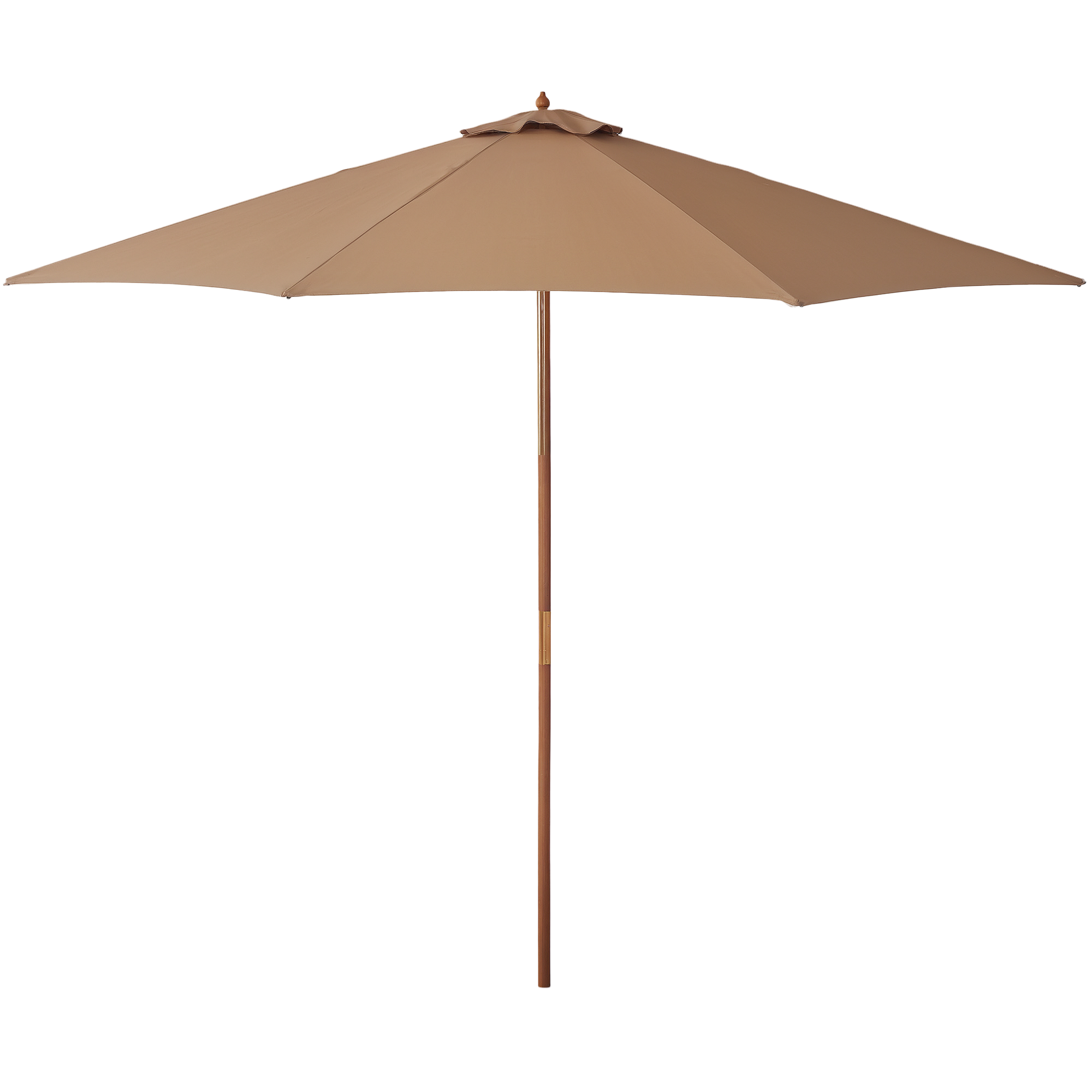 Outsunny Sombrilla Terraza Exterior Ø300 cm Sombrilla de Jardín con Sistema de Polea Techo Ventilado y Poste Desmontable de Madera Parasol para Patio Terraza Caqui