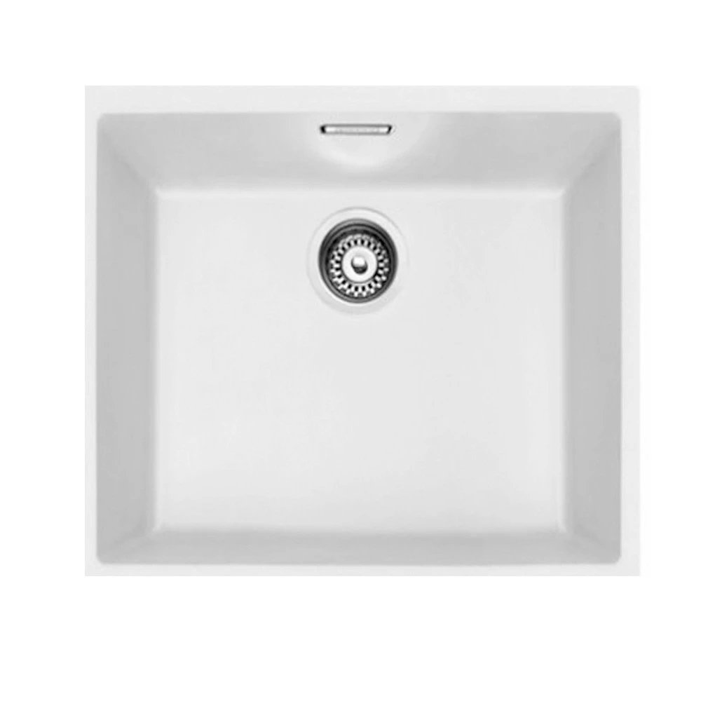 Fregadero Bajo encimera Acero inoxidable Cuadrado 1 Senos MEPAMSA SQUARE 50.40  | Blanco, 50cm, x 44cm, ( 20cm )