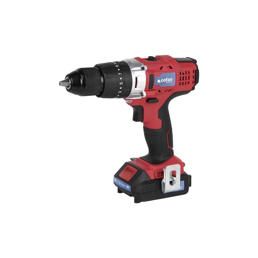 Cofan Taladro Percutor a Batería Li-ion | 18V | 1300 RPM | 16 Posiciones de Apriete