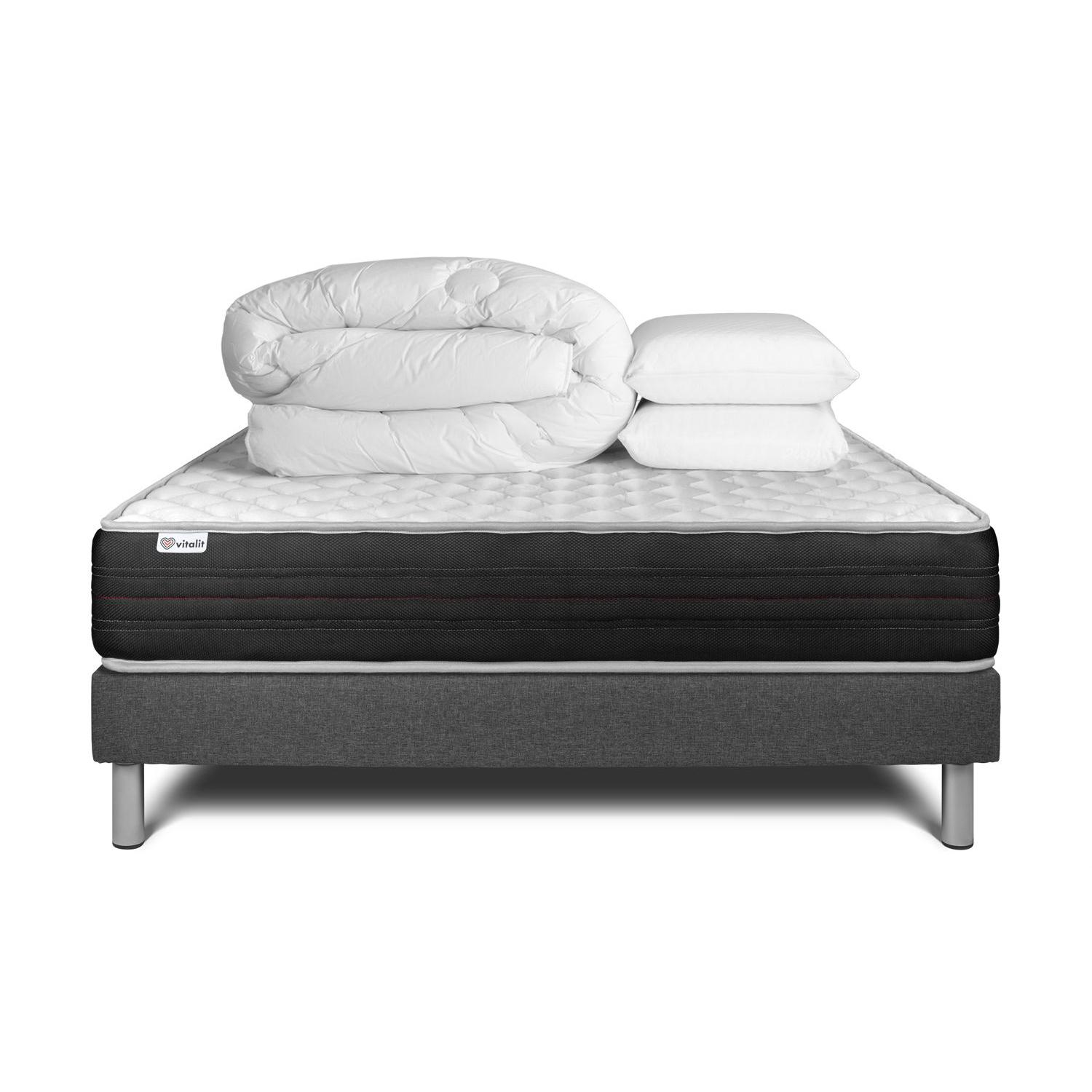Pack cama completa - Colchón 200x200cm + Somier con láminas (kit) + 2 almohadas + Edredón - Vitalmemo One
