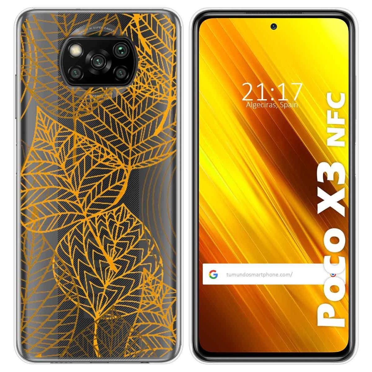 Tumundosmartphone Funda Gel Transparente para Xiaomi POCO X3 NFC / X3 PRO diseño Hojas Dibujos