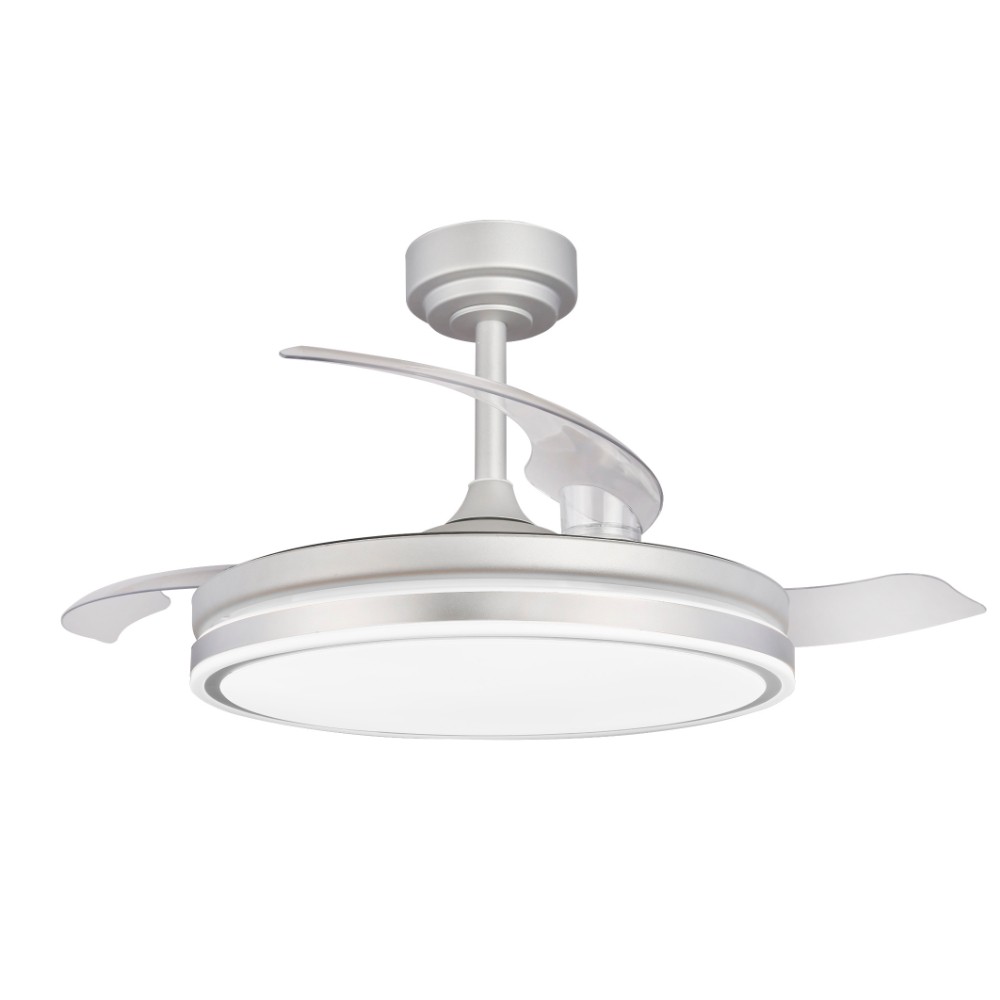 Ventilador de techo BEST SELLER motor DC 6 velocidades, con SMART APP Tecnología Led 72W sistema CCT 7920 Lúmenes, Control remoto con temporizador, LUZ REGULABLE en color e intensidad, MEMORIA motor inverter verano/invierno ultra silencioso.
