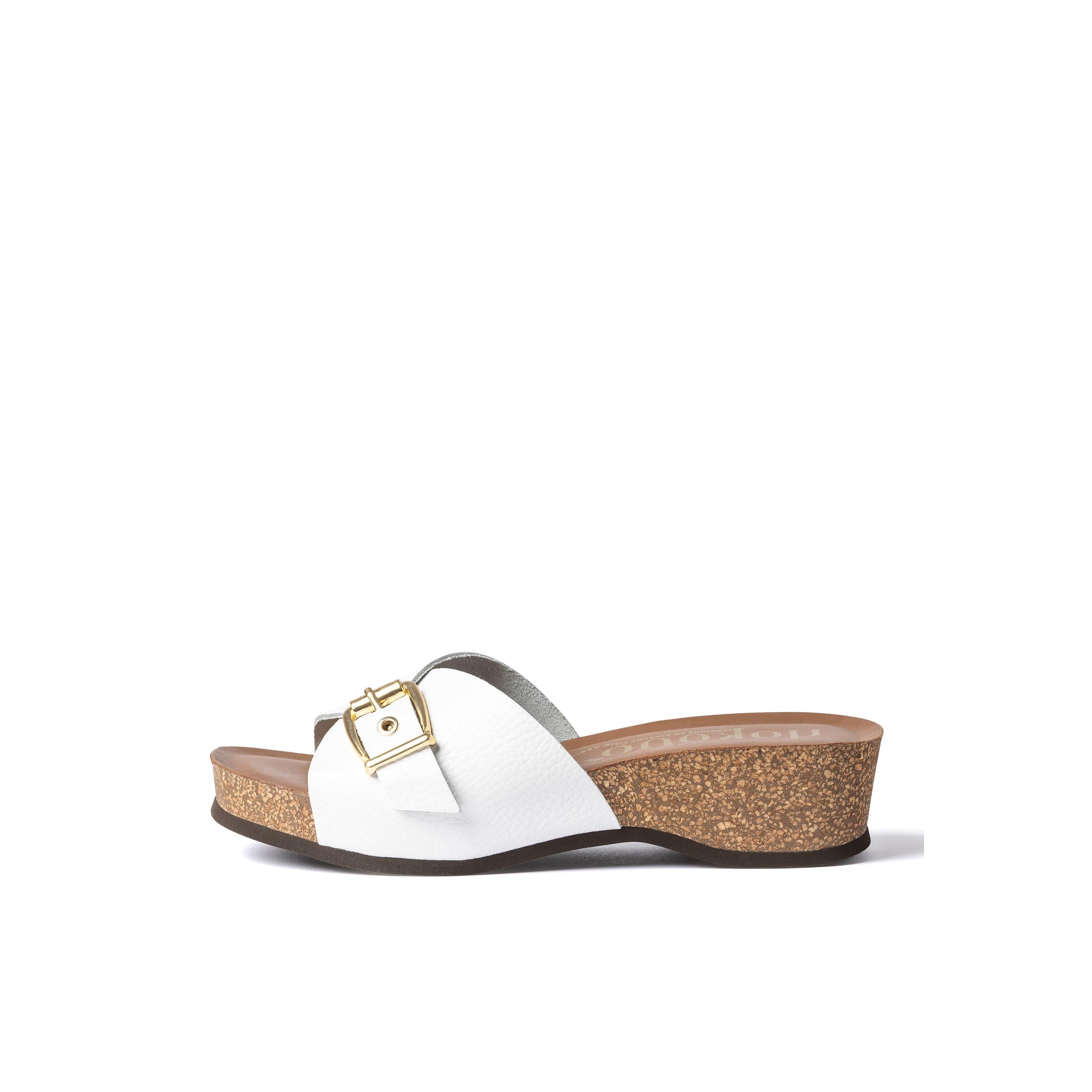 YOKONO Sandalia cuña BOGO-260 BLANCO | Zapatos mujer Primavera-Verano | Piel vacuna  Opak | 4 CM