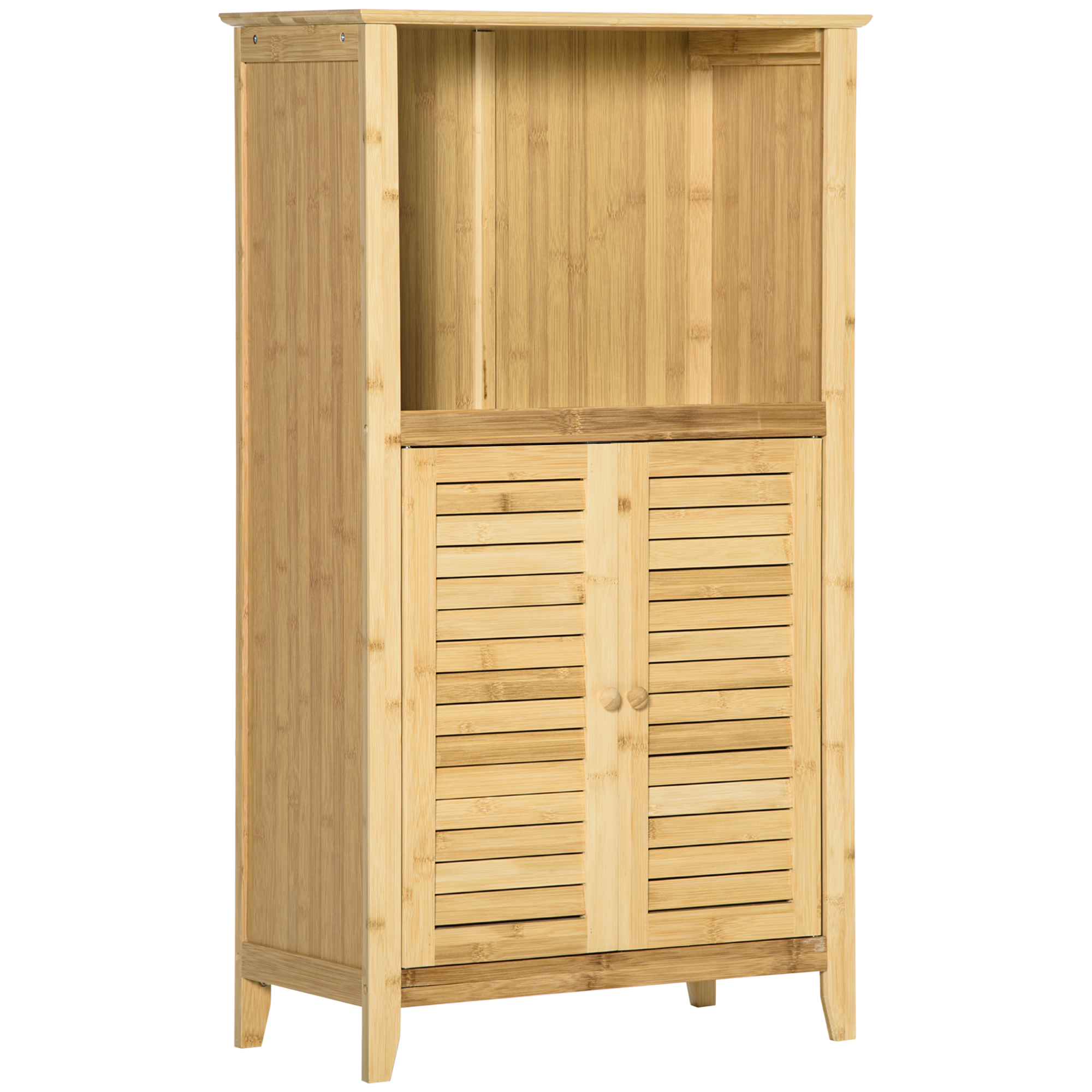 Armario de baño de bambú con 2 estantes kleankin 40x30x86.5cm natural