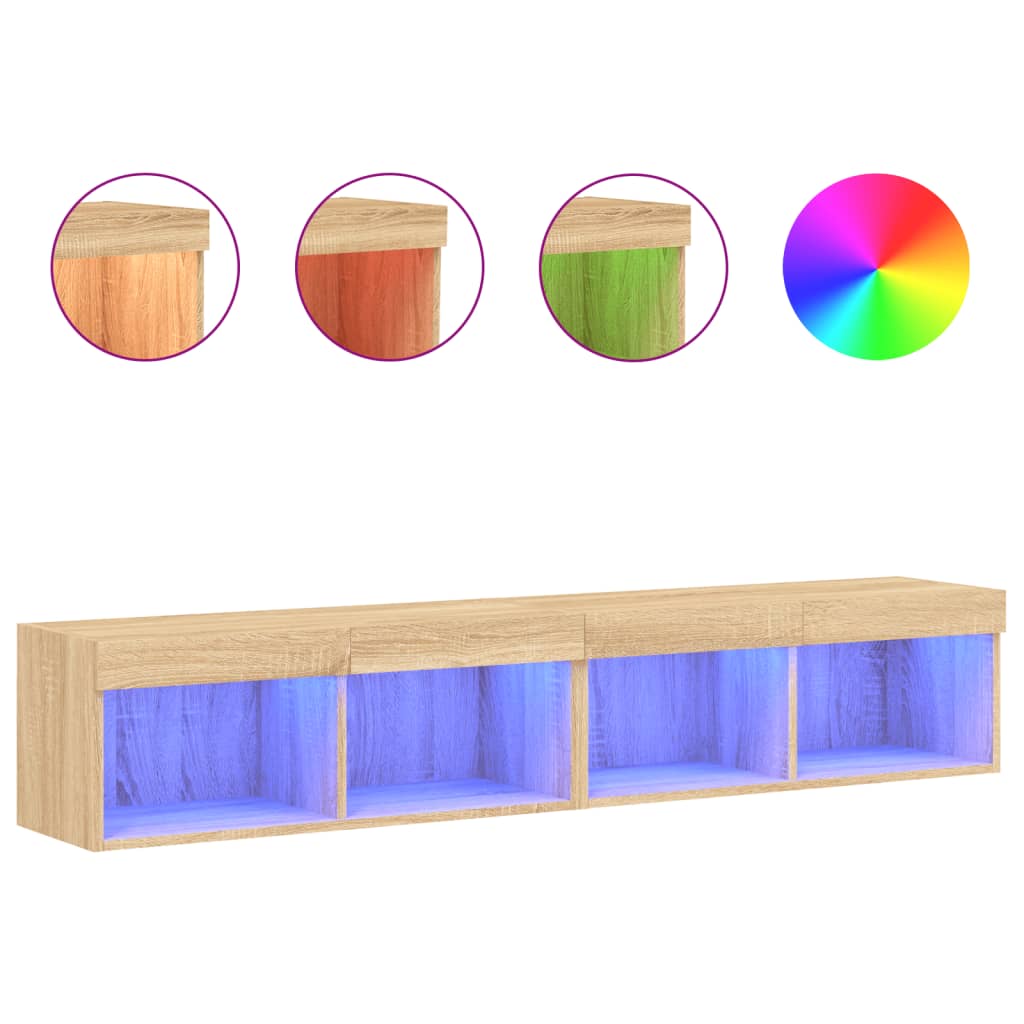 vidaXL Muebles de TV con luces LED 2 uds 80x30x30 cm, Mueble de Salon, Mueble TV, Mueble TV salon, Mesa de TV, Mueble tele