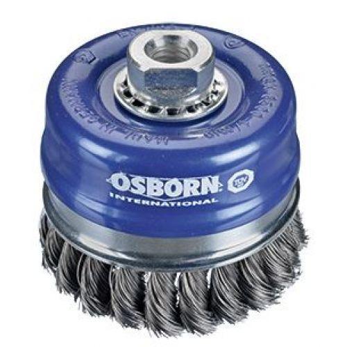 Cepillo taza inox de alambre trenzado con tuerca m14 y filamento ø 0.50 mm (80x(25+25) )