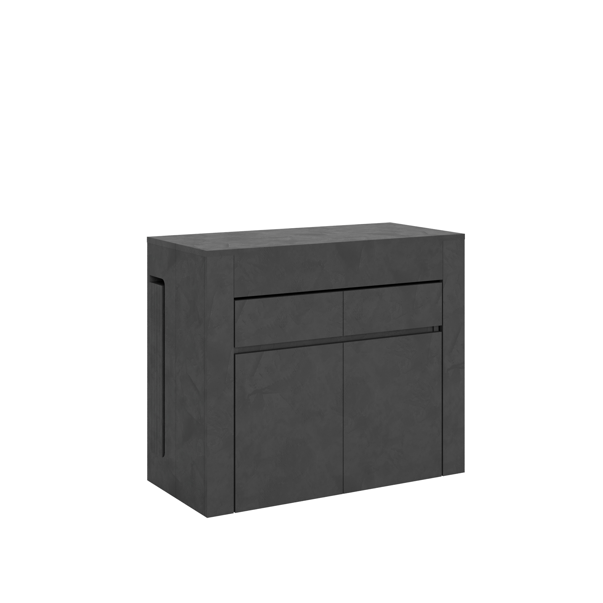 Consola extensible 90x42/302 cm Evolve Antracita Spatolato con banco inferior y superior - Itamoby