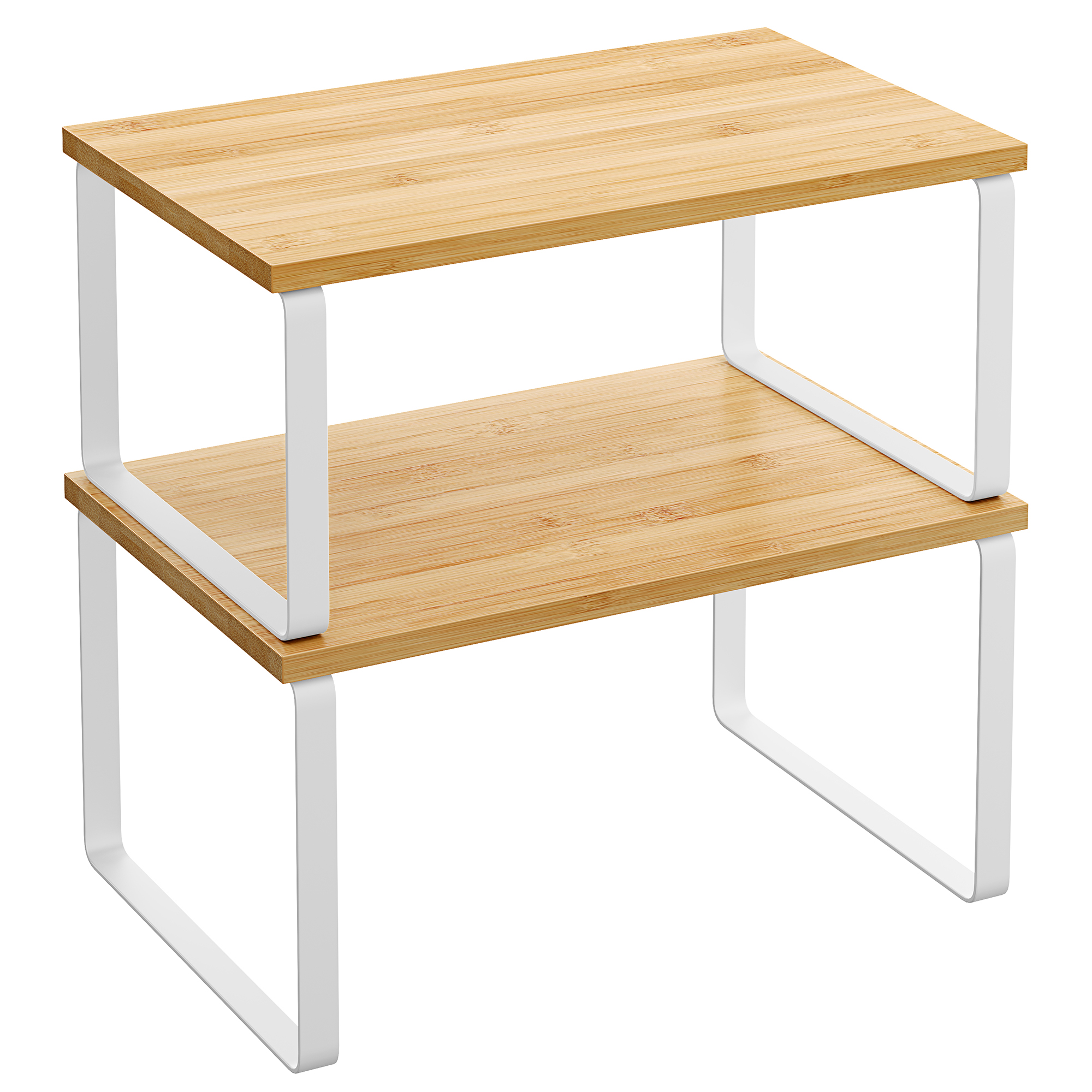 SONGMICS Estante para Especias, Juego de 2, Organizador de Armario, Estante de Almacenamiento de Cocina Extensible, Especiero de Metal y Madera de Ingeniería, Blanco Nube y Beige Natural/Negro Tinta y Beige Natural/Negro Ébano y Negro/Blanco Nieve y Blanc