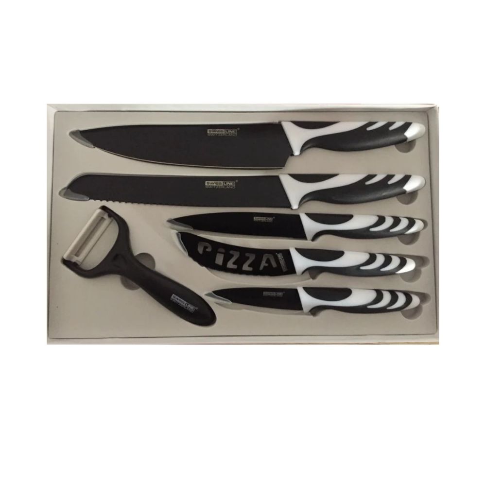 Cuchillos Swiss Chef Negros Set de 6 cuchillos profesionales